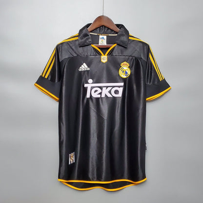 Real Madrid 1999/00 Away Retro Shirt – Black (Short Sleeve) -Retro Matchday 1999 2000